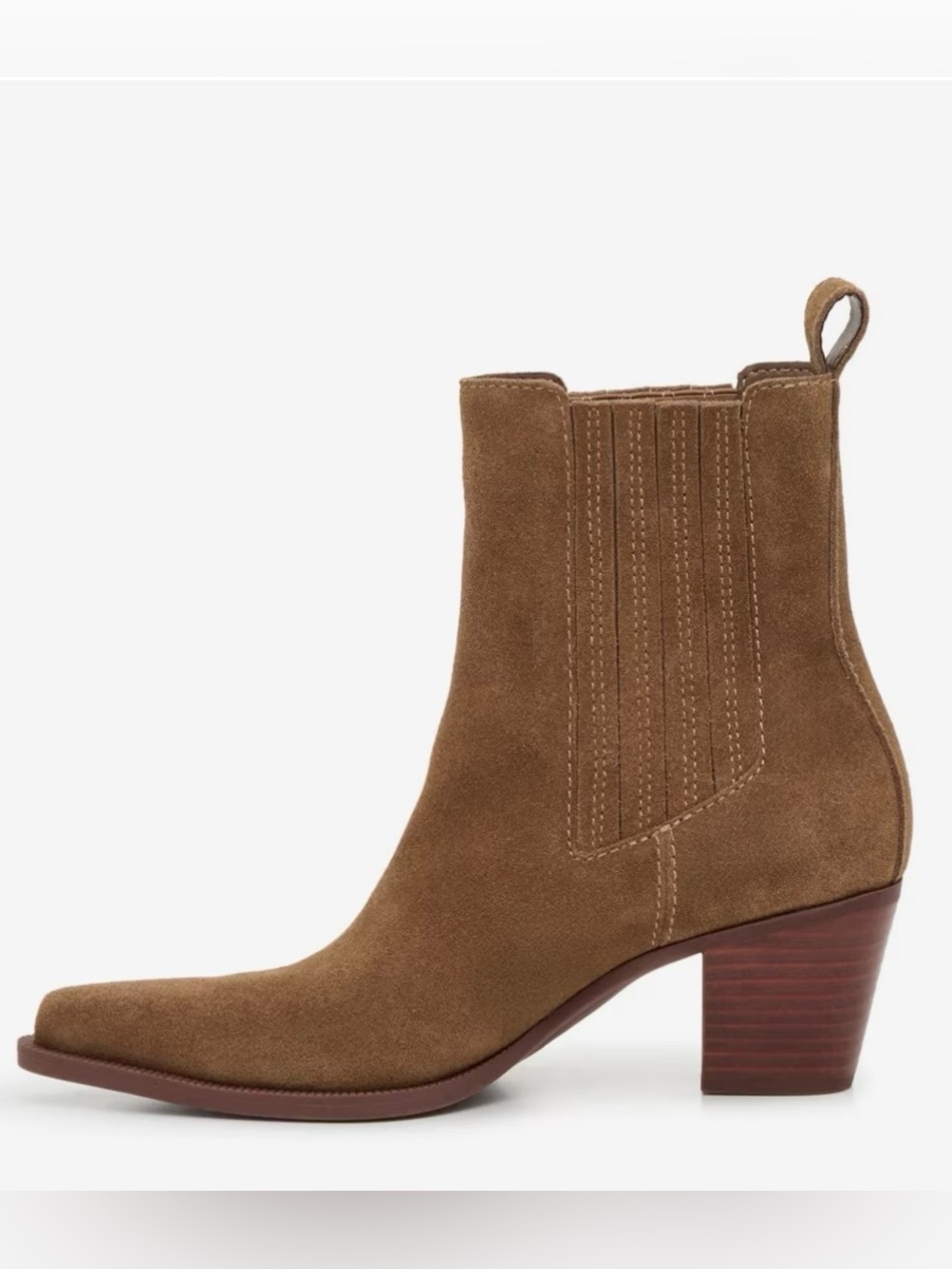 NEW Dolce Vita Steffi Suede Chelsea Ankle Boots w/ Heel - Chestnut Suede size 9 - Picture 3 of 10